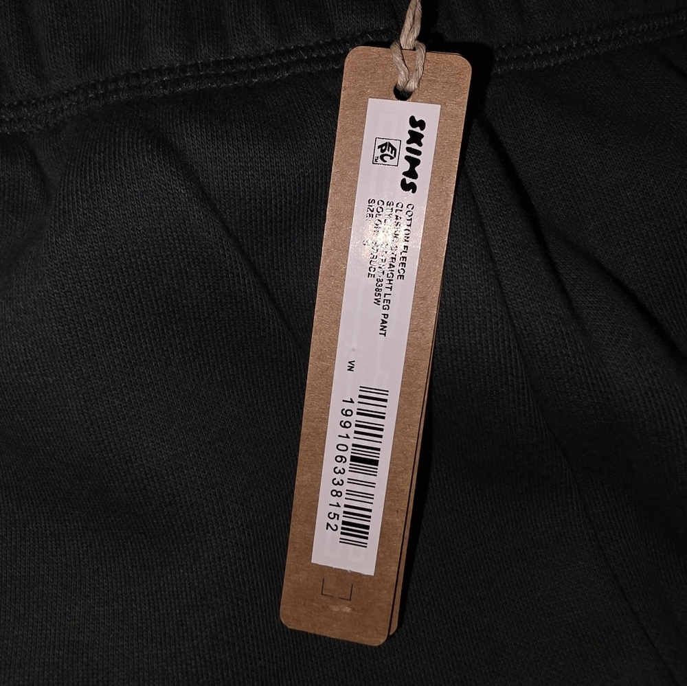 Skims Cotton Fleece Straight Leg Pant in Spruce NWT Size Small - Picture 5 of 16